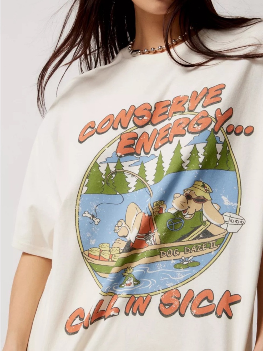 urban outfitters conserve energy call in sick tee size XS/S New - Picture 3 of 7